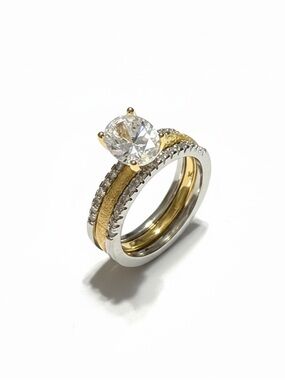 TWO TONE 2-WAY CZ RING